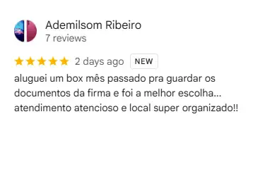 Depoimentos de cliente SS Self Storage